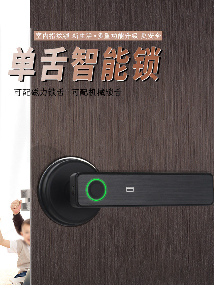 单舌密码指纹电子锁室内房间门执手智能锁卧室办公室可替换球型锁