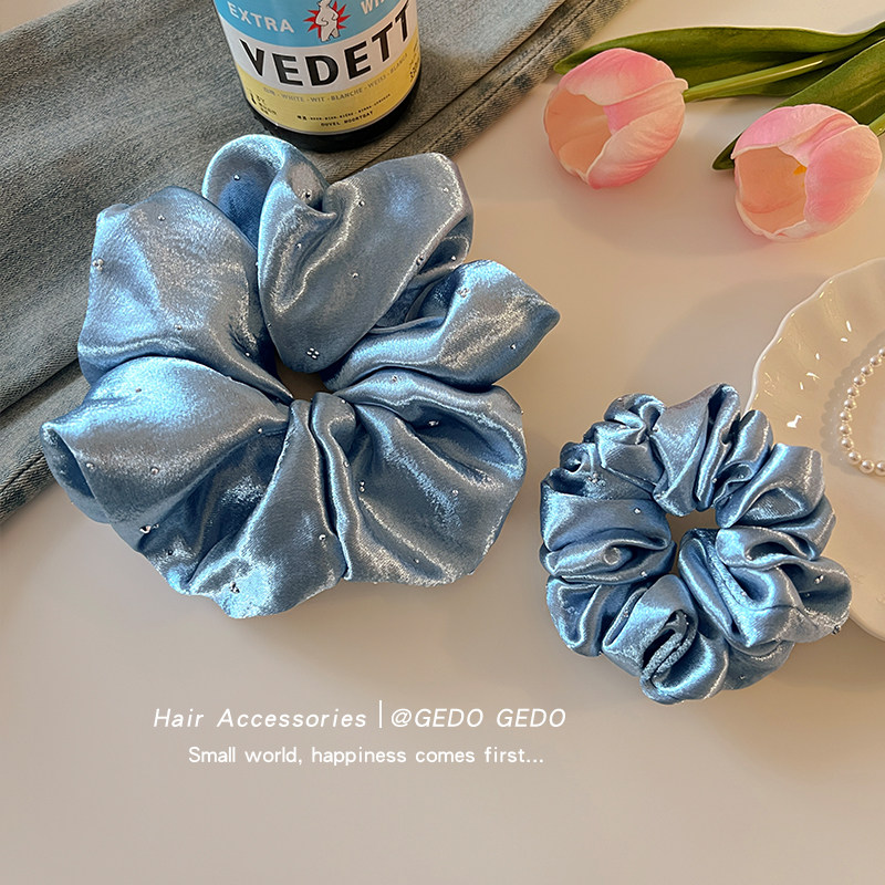 蓝色缎面满天星烫钻大肠发圈女2026新款高端头花头饰气质头绳发饰,饰品/流行首饰/时尚饰品新,发饰,淘宝优惠券,粉丝福利购,淘宝优惠卷