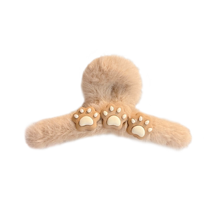 小熊毛绒抓夹女2025新款大号后脑勺发夹秋冬可爱盘发鲨鱼夹子头饰