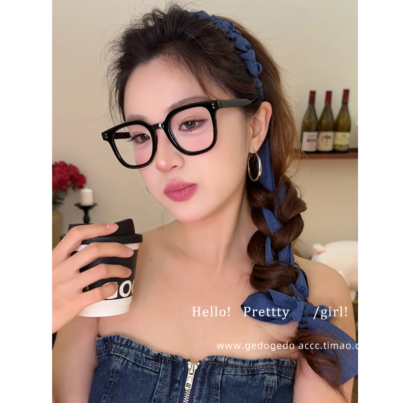 吉度韓系牛仔藍飄帶齒梳發箍女