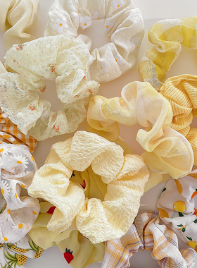 黄色猪大肠发圈夏季简约肥肠发带女绑发饰ins头饰2025年新款头绳