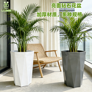 散尾葵大花盆家用客厅简约塑料加厚发财树绿植树脂仿陶瓷白色花盆