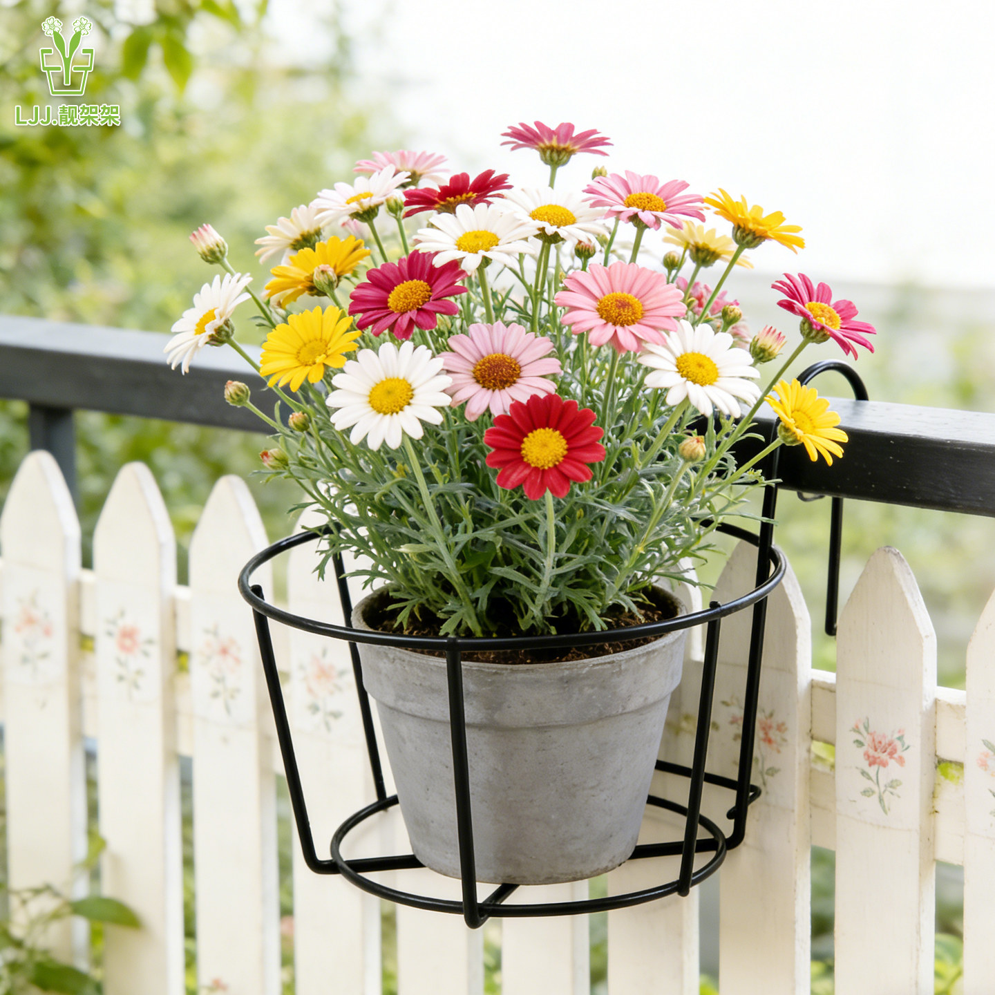 阳台花架挂式露台栏杆置物铁艺架子多肉绿植盆栽壁挂花盆挂架悬挂