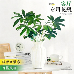 陶瓷复古摆件插花高级感水培富贵竹插花鲜花白色客厅专用花瓶