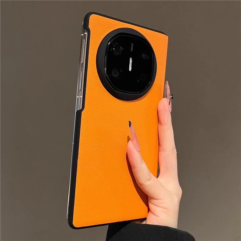 橙色荔枝纹适用华为matex6手机壳