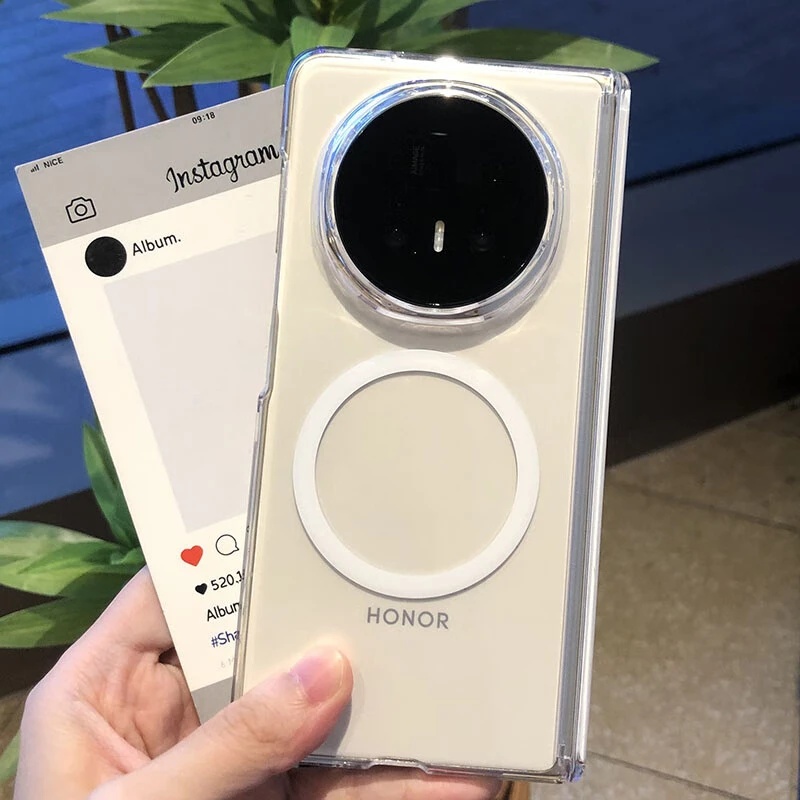 适用荣耀MagicV5简约磁吸透明壳