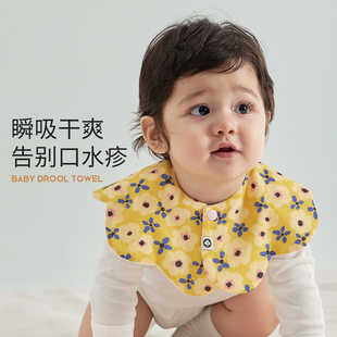 婴儿口水巾A类纯棉花瓣围兜防水速干新生儿围嘴宝宝防吐奶围脖