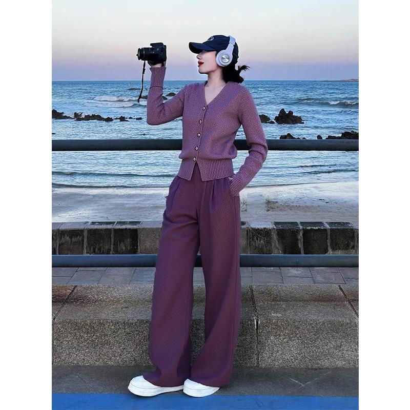 ROUMIKL秋季穿搭今年流行漂亮轻熟穿搭高级感穿搭温柔紫色气质休