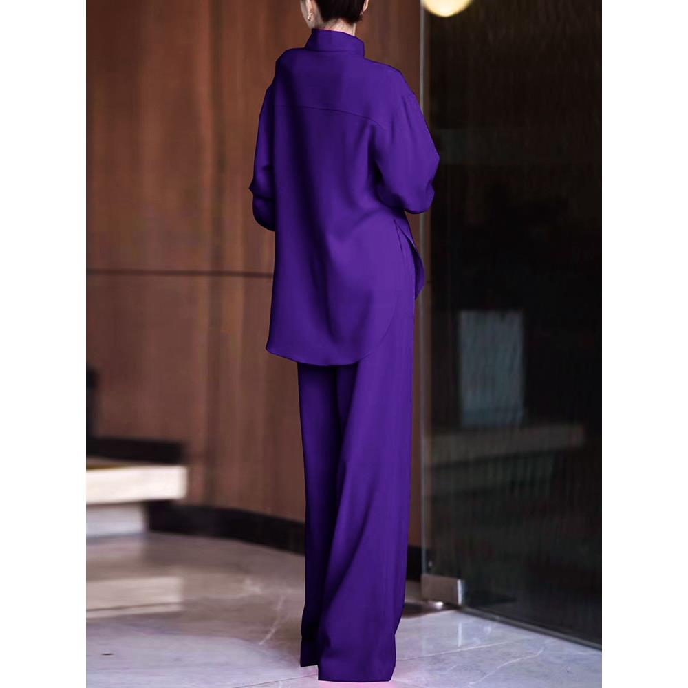 ROUMIKL秋季新中式国风穿搭独特漂亮盐系轻熟高级感气质减龄紫色