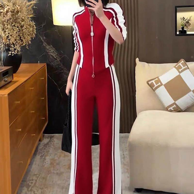 ROUMIKL2025年新款秋季运动套装女春秋修身时尚侧条纹休闲服两件