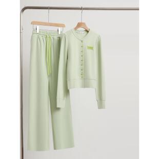 减龄卫衣阔腿裤 ROUMIKL绿色时尚 秋季 女2025新款 高级 休闲运动套装