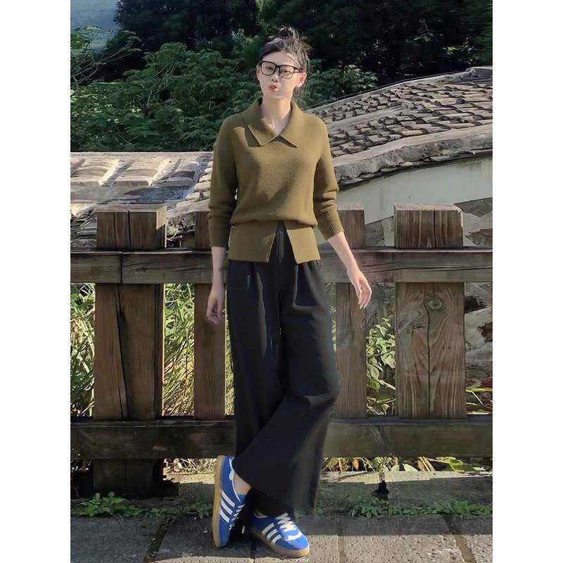 ROUMIKL淑女风针织衫阔腿裤套装女2025新款春秋季高级感显瘦气质