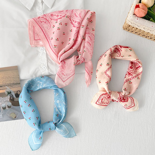 2026新款可爱樱桃腰果花发带丝巾方巾女春夏围巾装饰领巾头巾百搭