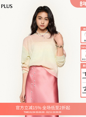 FIVE PLUS针织衫女上衣圆领温柔慵懒渐变毛衣软糯新款女秋装