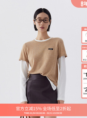 FIVE PLUS可机洗羊毛针织衫女假两件套头上衣通勤2024新款女秋装