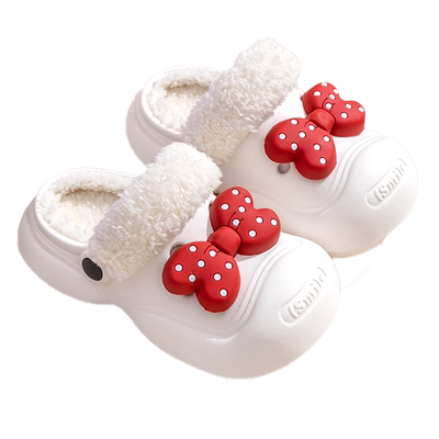 鲨际蝴蝶结儿童棉拖鞋保暖可爱