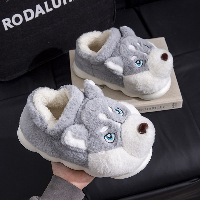 棉拖鞋男士冬季包跟加绒保暖鞋室内居家防滑外穿可爱卡通棉鞋男款