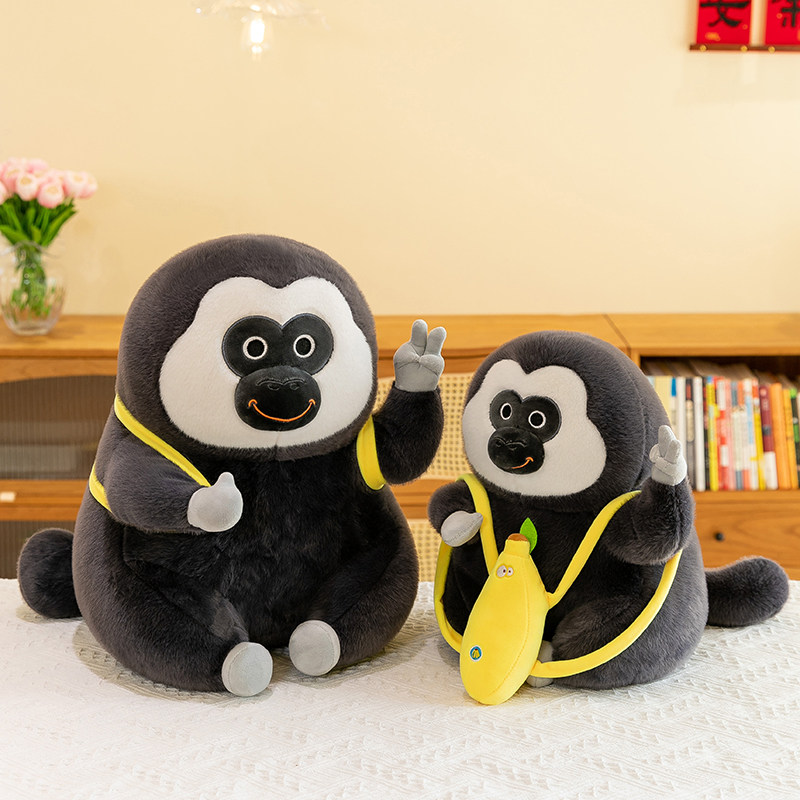 丑萌白面僧面猴子玩偶比耶大猩猩公仔毛绒玩具抱枕娃娃红山动物园