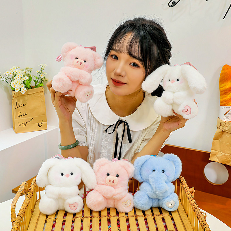 可爱香墩墩卓伴小猪兔子大象毛绒玩具公仔包包挂件钥匙扣玩偶布偶