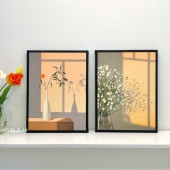 奶油风光影治愈系小清新装 饰画 简约楼道玄关客厅挂画床头柜摆画