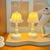 欧式 饰摆件氛围灯 细纹暖光小台灯复古LED小夜灯小宫灯床头卧室装