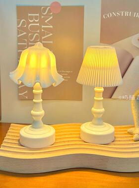 欧式细纹暖光小台灯复古LED小夜灯小宫灯床头卧室装饰摆件氛围灯