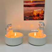 可爱烤手小猫香薰蜡烛烛台生日礼物小众创意氛围感桌面装 饰摆件