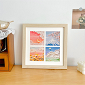 ins风简约四宫格实木相框 油画棒动漫系列框画家居装 饰摆件挂画