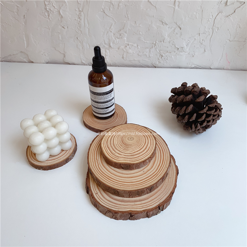 天然原木年轮民宿基地背景杯垫