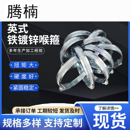 腾楠铁镀锌英式喉箍管箍8-200mm碳钢消防水带卡箍抱箍水管卡扣