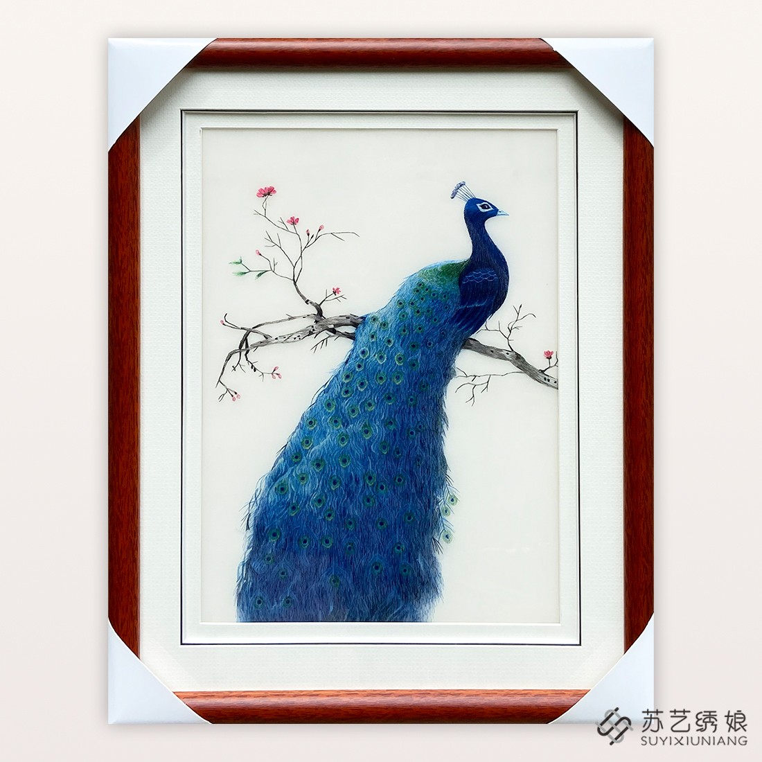 苏绣成品挂画手工刺绣精品孔雀送朋友结婚礼物挂画走廊玄关装饰画图片