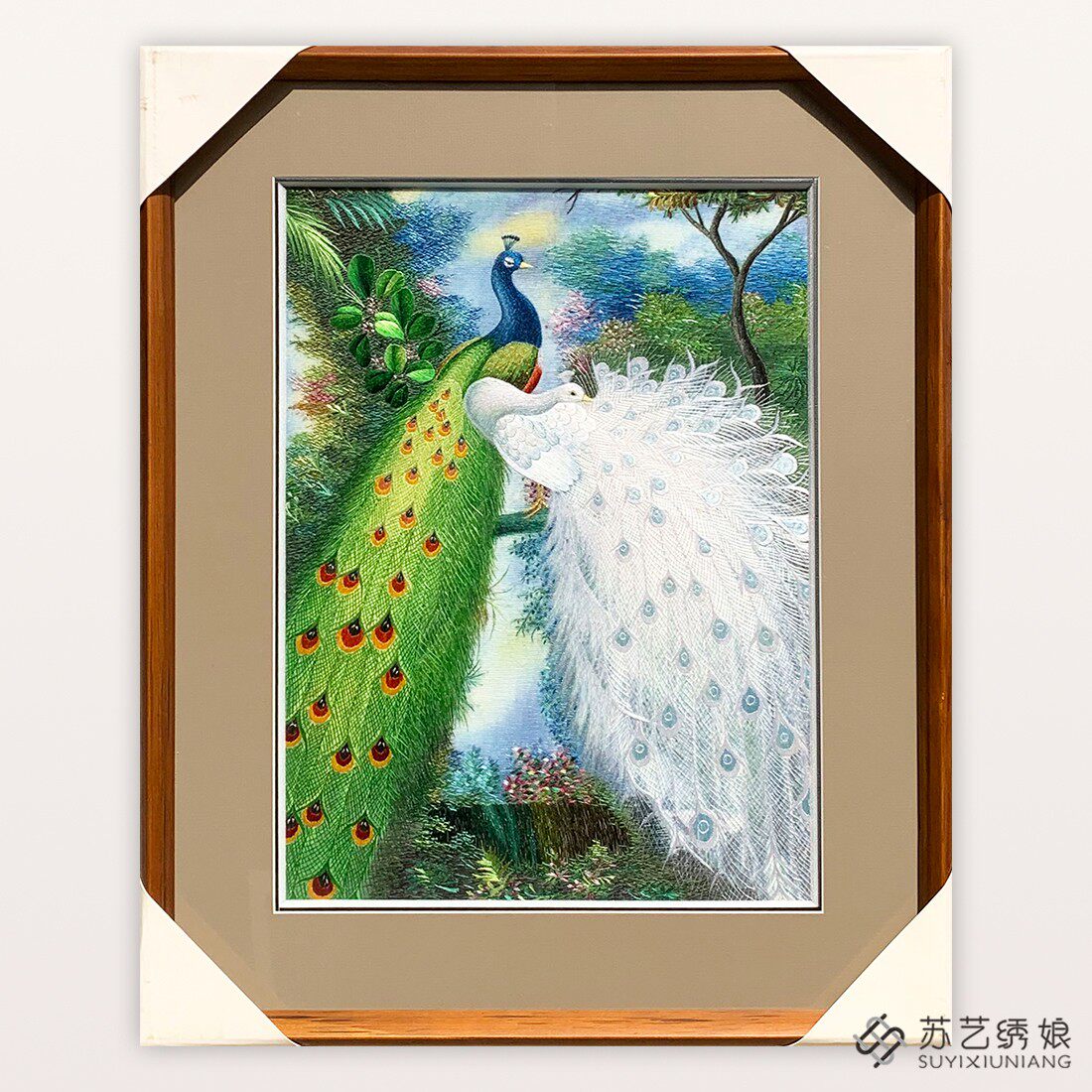苏绣成品挂画手工刺绣精品客厅卧室书房挂画送朋友结婚礼物孔雀画