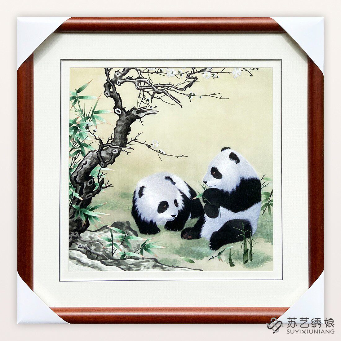 苏绣成品挂画手工刺绣精品大熊猫送外国人礼物挂画出国礼物熊猫画