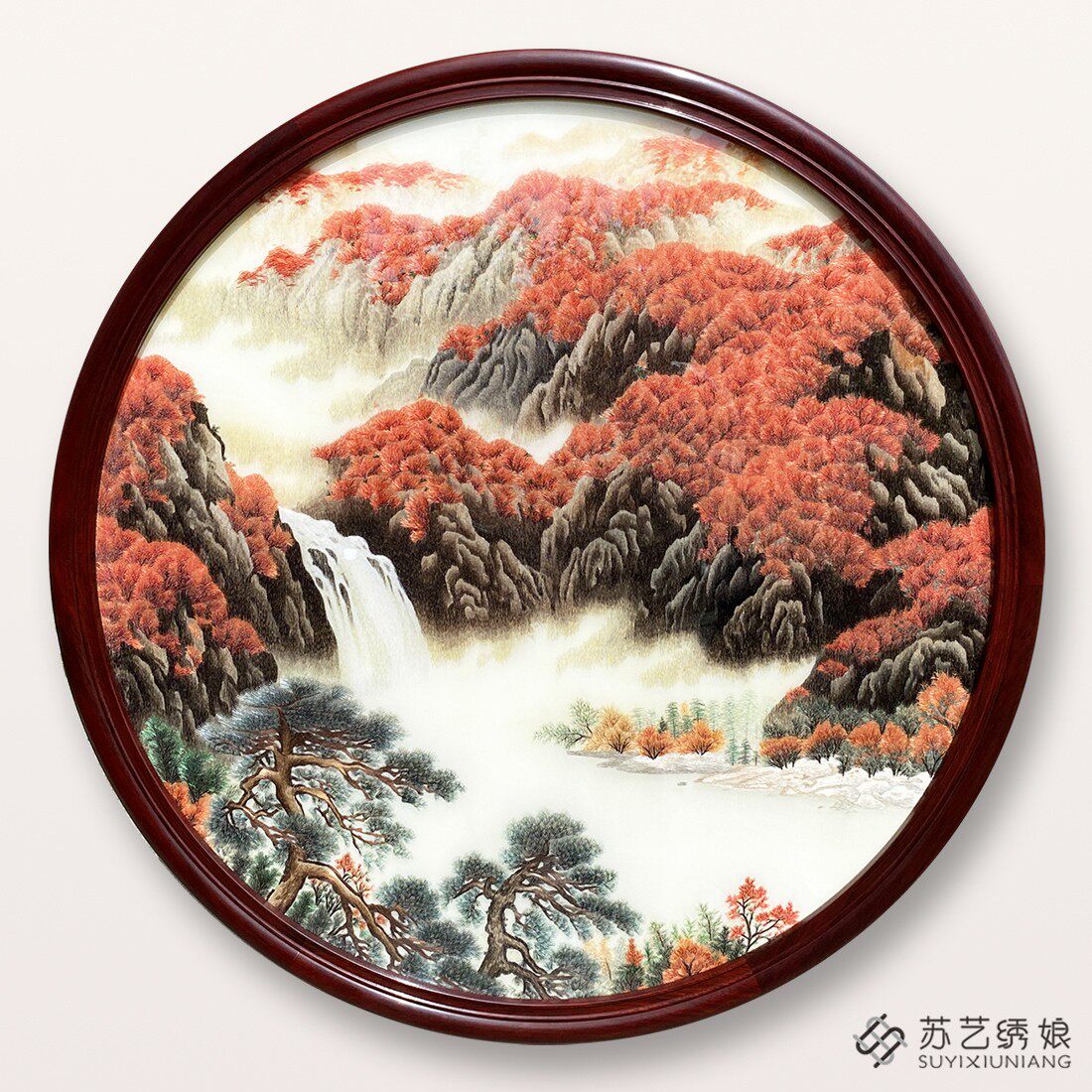 非遗苏绣挂画鸿运当头山水刺绣