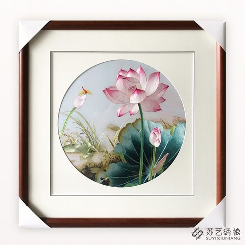 苏绣成品荷花手工卧室玄关客厅