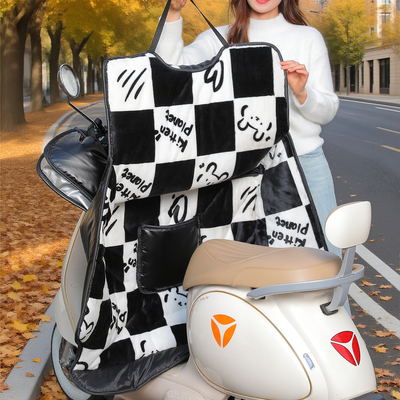 睡衣法莱绒2025新款电动车挡风被冬季加绒加厚pu防水电瓶车防风罩