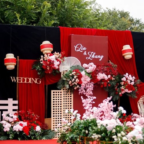 竹编喜字灯笼婚庆道具红背景装饰