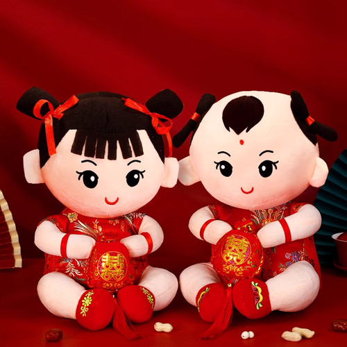 结婚压床娃娃金童玉女床头摆件