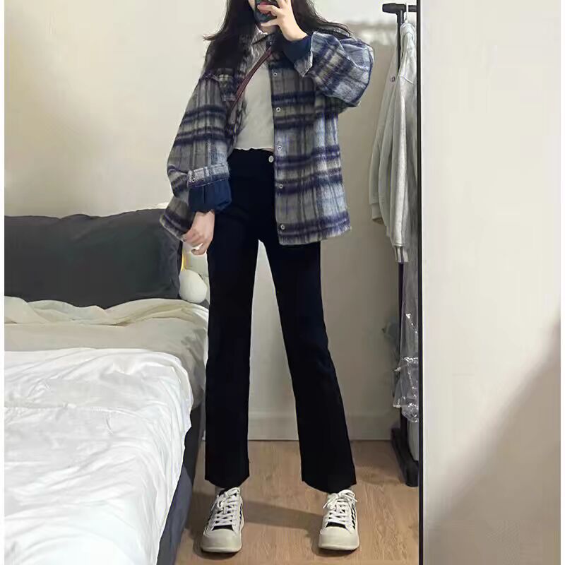 法棍烟管裤子九分四面弹高腰加绒