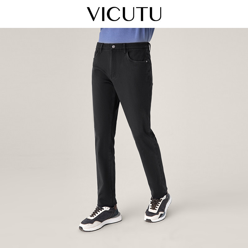 【舒暖牛仔】VICUTU威可多橙标春秋款男士牛仔裤商务暖和弹力裤子 - vicutu威可多官方奥莱旗舰店出品