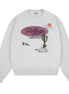Fintage 贴布仙人掌圆领卫衣