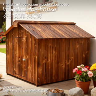 小狗秋冬户外防腐木狗窝室外冬季保暖防雨防寒冬天耐咬款实木狗屋