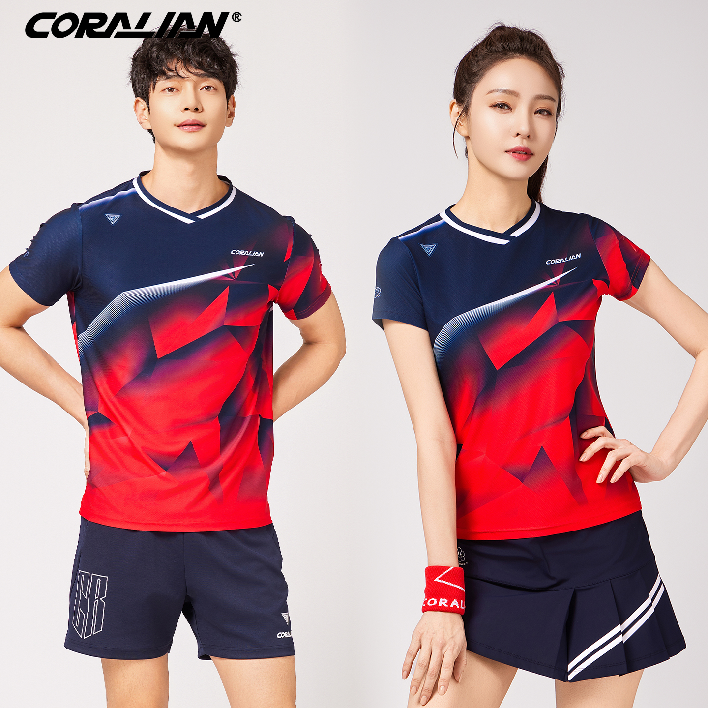 可莱安羽毛球服韩国进口2025新品男女套装透气速干上衣短袖运动服