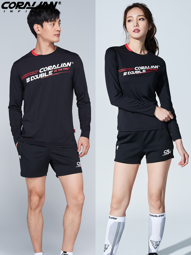 Clean Korean badminton dress women's breathable fast dry men's jacket autumn and winter new long-sleeved thin velvet warm sports suit