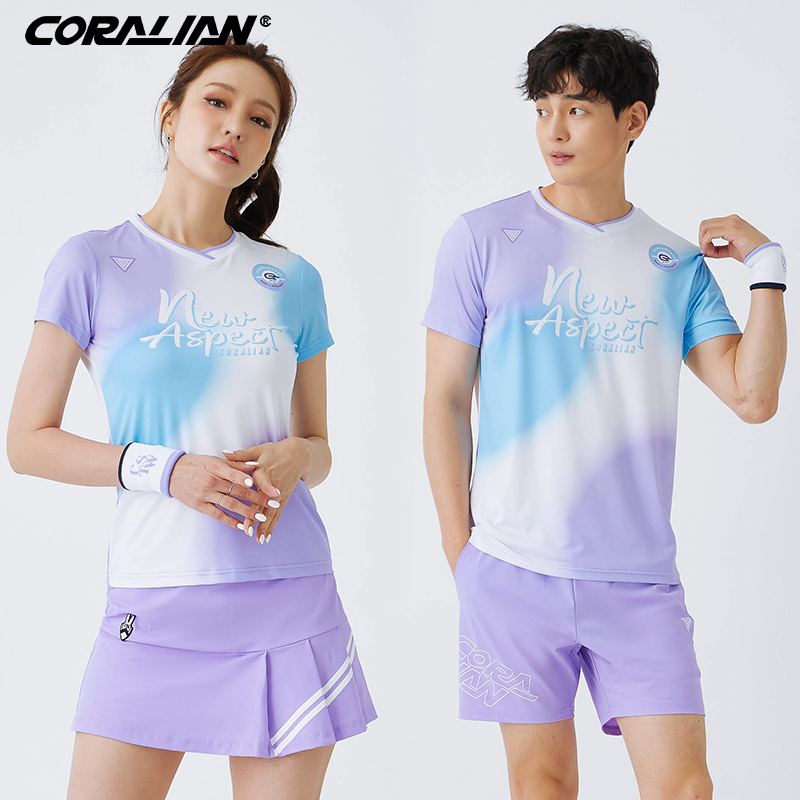 可莱安羽毛球服女套装夏季韩国透气速干短袖男上衣情侣时尚运动服