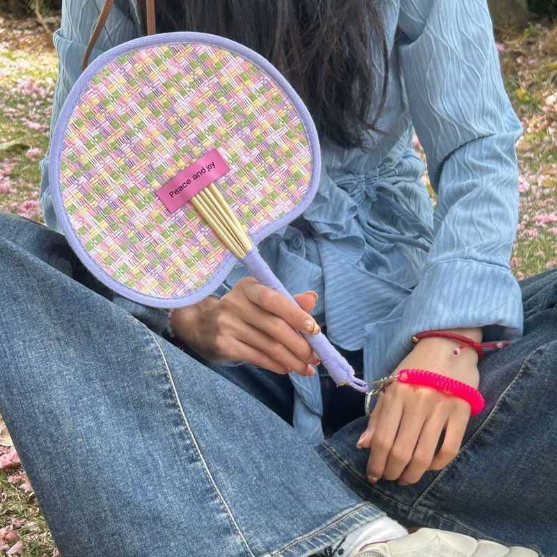 蒲扇老式手工编织网红多巴胺斜挎扇子抖音彩色扇子麦秆可爱夏季
