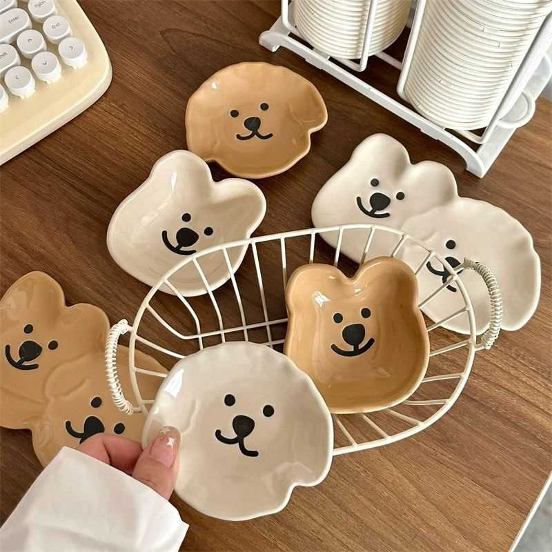 可爱卡通可爱陶瓷蘸料碟小碟子家用小吃碟菜碟吐骨头碟酱料调味碟