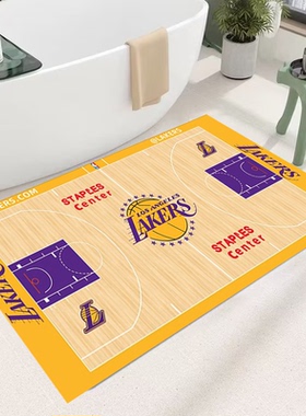 NBA篮球硅藻泥吸水垫浴室入户防滑地垫厕所脚垫地毯进门家用速干