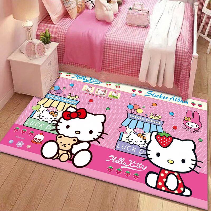 正版Hello Kitty卧室满铺儿童房间凯蒂猫地垫加厚 少女心卡通地毯