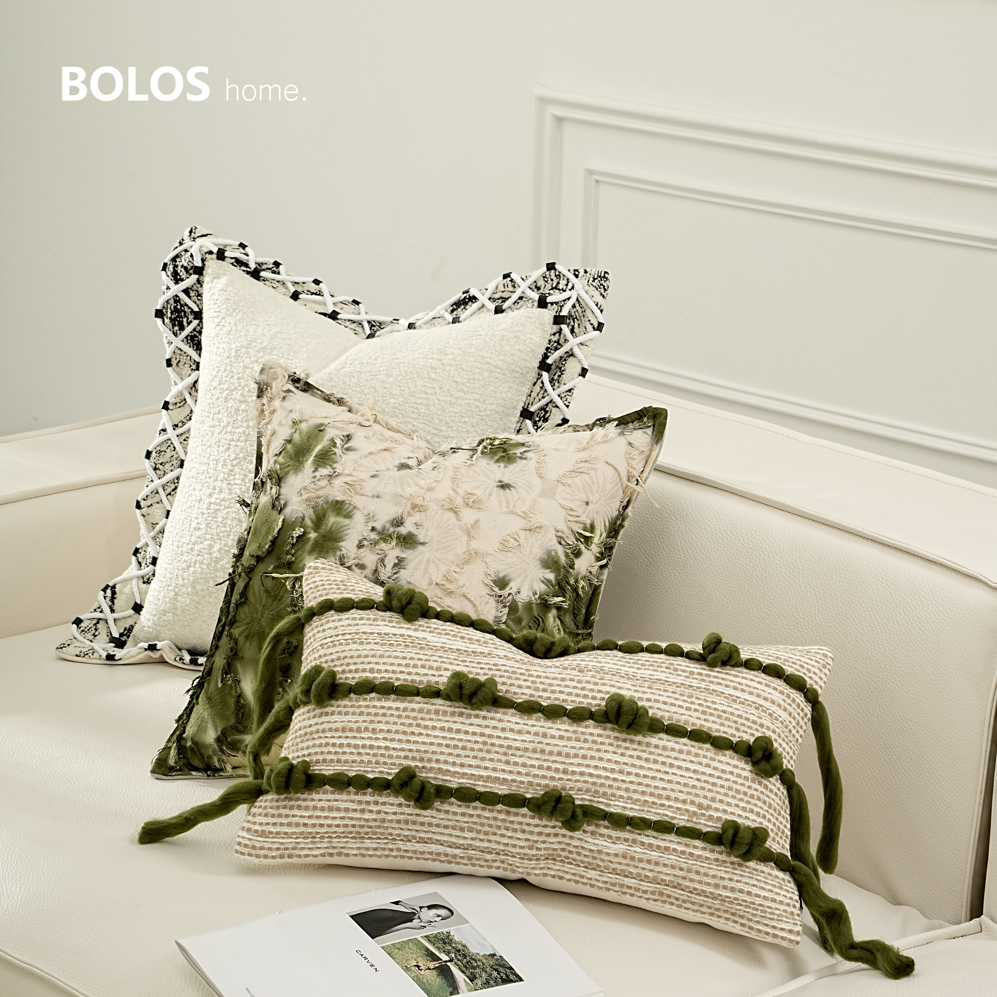 柏洛斯Nature『常青』轻奢高级绿色系客厅沙发靠枕样板间抱枕套,居家布艺,靠垫/抱枕,淘宝优惠券,粉丝福利购,淘宝优惠卷